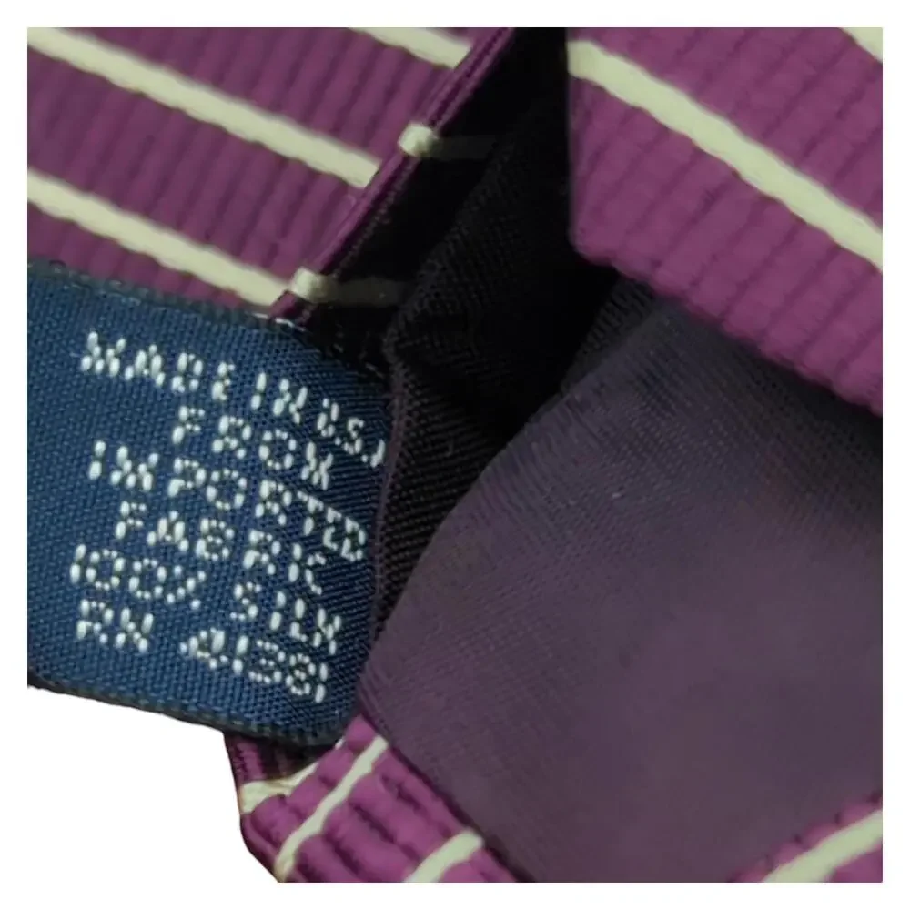 Polo Ralph Lauren Silk Tie Repp Striped Necktie Purple White Vintage 55